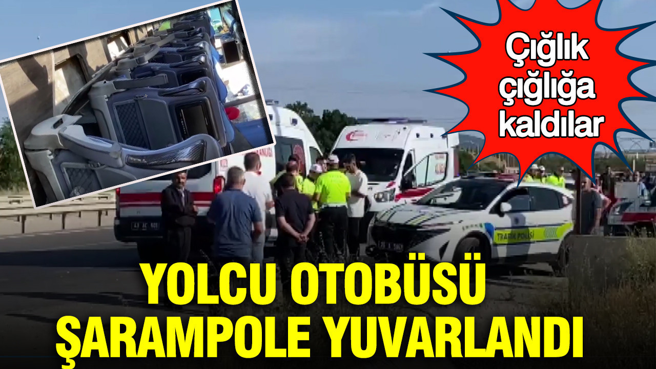 Yolcu otobusu sarampole yuvarlandi ciglik cigliga kaldilar 20 yarali 9H7LP9SP